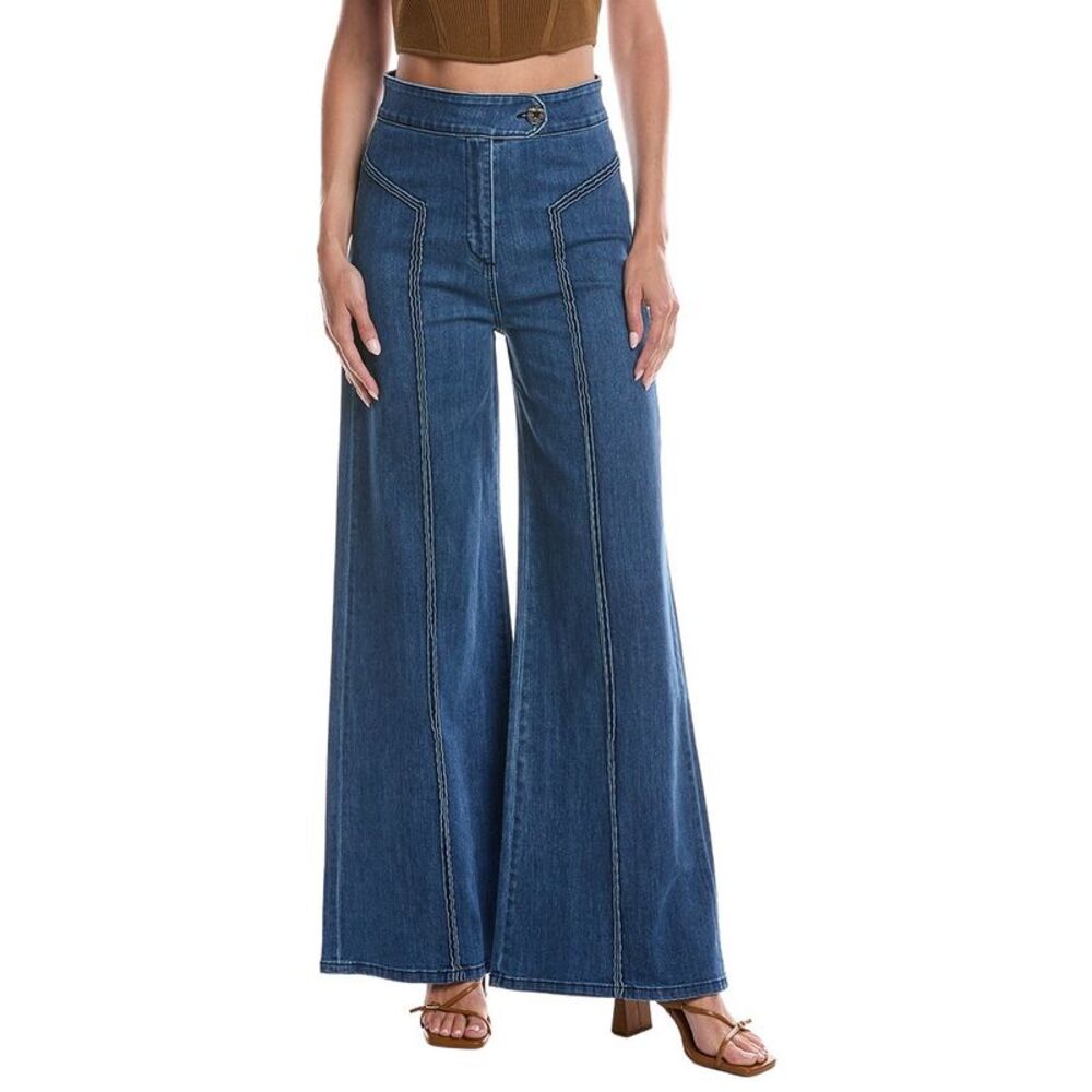 Askk Ny Womens Roller Wide Leg Ice Jean, Blue